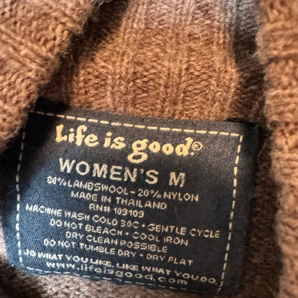 Life Is Good Women's Brown Full Zipper Cardigan Sweater Medium Wool Blend - Picture 3 of 5